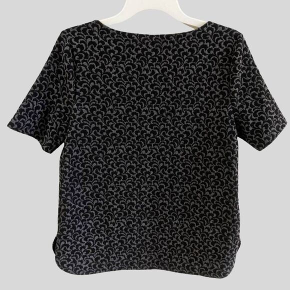 Ann Taylor LOFT Top Womens Size Small Black Gray Velvet Brocade Work Casual Chic - Picture 3 of 9